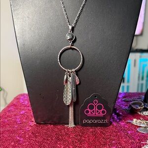 paparazzi Silver Multi-Charm Circle Tassel Necklace